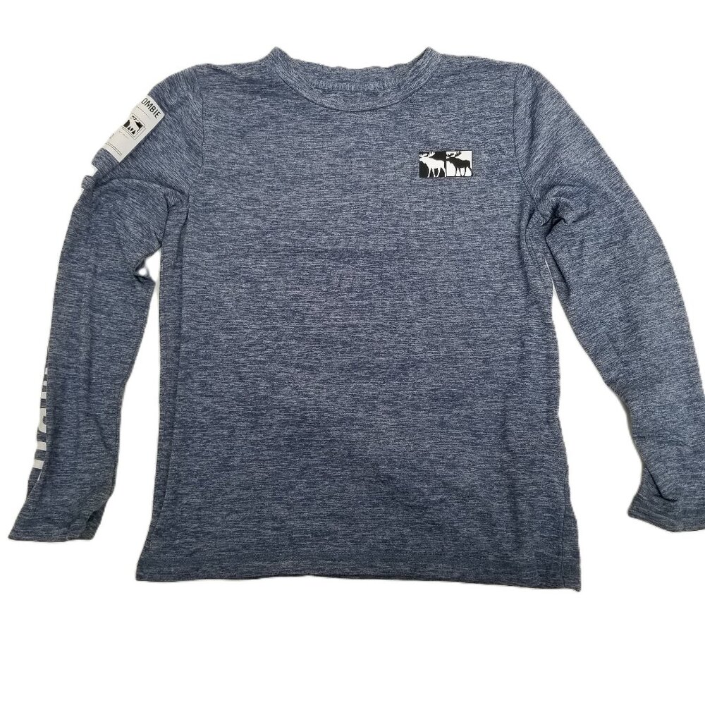 Abercrombie Kids Long Sleeve Logo Tee 7/8 Blue Heather Preppy